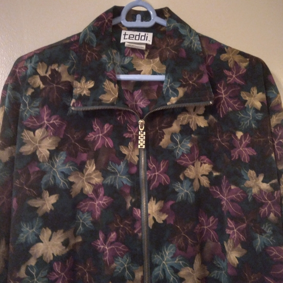 TEDDI Y2K Vintage Autumn Leaf Windbreaker Bomber Jacket, Large - Picture 4 of 16